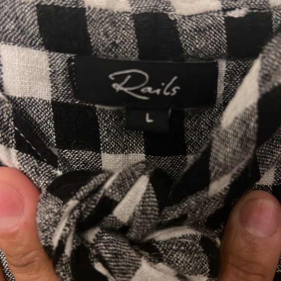 Rails black and white checkered spaghetti strap linen mini dress Size Large - Picture 6 of 6